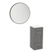 Rococo Mobile Styling Station with Tilt-out Appliance Holder, Solid Surface Countertop, and Black Round Westin Mirror - Kaemark