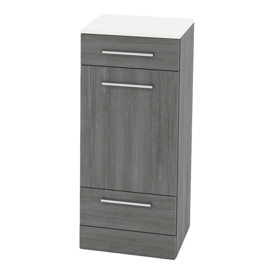 Rococo Mobile Styling Station with Tilt-out Appliance Holder and Solid Surface Countertop (Cabinet Only) - Kaemark