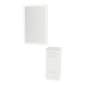 Rococo Mobile Styling Station with Tilt-out Appliance Holder, Solid Surface Countertop, and Silver Rectangle Glo Mirror - Kaemark