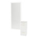 Rococo Mobile Styling Station with Tilt-out Appliance Holder, Solid Surface Countertop, and Silver Full-Length Rectangle Glo Mirror - Kaemark