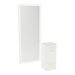 Rococo Mobile Styling Station with Tilt-out Appliance Holder, Solid Surface Countertop, and Silver Full-Length Rectangle Glo Mirror - Kaemark