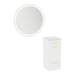 Rococo Mobile Styling Station with Tilt-out Appliance Holder, Solid Surface Countertop, and Silver Round Glo Mirror - Kaemark