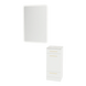 Rococo Mobile Styling Station with Tilt-out Appliance Holder, Solid Surface Countertop, and White Rectangle Illuminate Back Lit Mirror - Kaemark