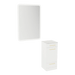 Rococo Mobile Styling Station with Tilt-out Appliance Holder, Solid Surface Countertop, and White Rectangle Illuminate Back Lit Mirror - Kaemark