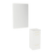 Rococo Mobile Styling Station with Tilt-out Appliance Holder, Solid Surface Countertop, and White Rectangle Illuminate Back Lit Mirror - Kaemark
