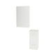 Rococo Mobile Styling Station with Tilt-out Appliance Holder, Solid Surface Countertop, and White Rectangle Illuminate Back Lit Mirror - Kaemark