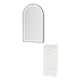 Rococo Mobile Styling Station with Tilt-out Appliance Holder, Solid Surface Countertop, and Black Arch Paloma Mirror - Kaemark