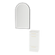 Rococo Mobile Styling Station with Tilt-out Appliance Holder, Solid Surface Countertop, and Black Arch Paloma Mirror - Kaemark