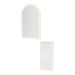 Rococo Mobile Styling Station with Tilt-out Appliance Holder, Solid Surface Countertop, and Gold Arch Paloma Mirror - Kaemark