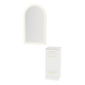 Rococo Mobile Styling Station with Tilt-out Appliance Holder, Solid Surface Countertop, and Gold Arch Paloma Mirror - Kaemark