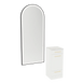 Rococo Mobile Styling Station with Tilt-out Appliance Holder, Solid Surface Countertop, and Black Full-Length Arch Paloma Mirror - Kaemark
