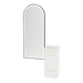 Rococo Mobile Styling Station with Tilt-out Appliance Holder, Solid Surface Countertop, and Black Full-Length Arch Paloma Mirror - Kaemark