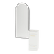 Rococo Mobile Styling Station with Tilt-out Appliance Holder, Solid Surface Countertop, and Black Full-Length Arch Paloma Mirror - Kaemark