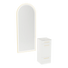Rococo Mobile Styling Station with Tilt-out Appliance Holder, Solid Surface Countertop, and Gold Full-Length Arch Paloma Mirror - Kaemark