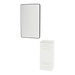 Rococo Mobile Styling Station with Tilt-out Appliance Holder, Solid Surface Countertop, and Black Rectangle Westin Mirror - Kaemark