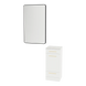 Rococo Mobile Styling Station with Tilt-out Appliance Holder, Solid Surface Countertop, and Black Rectangle Westin Mirror - Kaemark