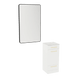 Rococo Mobile Styling Station with Tilt-out Appliance Holder, Solid Surface Countertop, and Black Rectangle Westin Mirror - Kaemark
