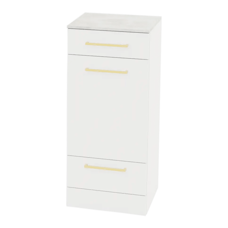 Rococo Mobile Styling Station with Tilt-out Appliance Holder and Solid Surface Countertop (Cabinet Only) - Kaemark