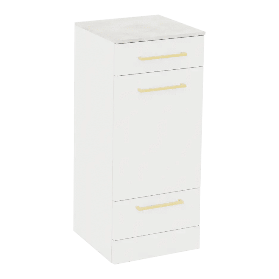 Rococo Mobile Styling Station with Tilt-out Appliance Holder and Solid Surface Countertop (Cabinet Only) - Kaemark