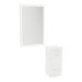 Rococo Mobile Styling Station with Tilt-out Appliance Holder, Solid Surface Countertop, and Silver Rectangle Glo Mirror - Kaemark
