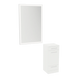 Rococo Mobile Styling Station with Tilt-out Appliance Holder, Solid Surface Countertop, and Silver Rectangle Glo Mirror - Kaemark