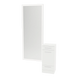 Rococo Mobile Styling Station with Tilt-out Appliance Holder, Solid Surface Countertop, and Silver Full-Length Rectangle Glo Mirror - Kaemark