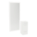 Rococo Mobile Styling Station with Tilt-out Appliance Holder, Solid Surface Countertop, and Silver Full-Length Rectangle Glo Mirror - Kaemark