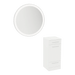 Rococo Mobile Styling Station with Tilt-out Appliance Holder, Solid Surface Countertop, and Silver Round Glo Mirror - Kaemark