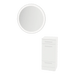 Rococo Mobile Styling Station with Tilt-out Appliance Holder, Solid Surface Countertop, and Silver Round Glo Mirror - Kaemark