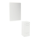 Rococo Mobile Styling Station with Tilt-out Appliance Holder, Solid Surface Countertop, and White Rectangle Illuminate Back Lit Mirror - Kaemark