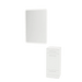 Rococo Mobile Styling Station with Tilt-out Appliance Holder, Solid Surface Countertop, and White Rectangle Illuminate Back Lit Mirror - Kaemark
