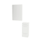 Rococo Mobile Styling Station with Tilt-out Appliance Holder, Solid Surface Countertop, and White Rectangle Illuminate Back Lit Mirror - Kaemark
