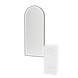 Rococo Mobile Styling Station with Tilt-out Appliance Holder, Solid Surface Countertop, and Black Full-Length Arch Paloma Mirror - Kaemark