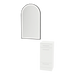 Rococo Mobile Styling Station with Tilt-out Appliance Holder, Solid Surface Countertop, and Black Arch Paloma Mirror - Kaemark