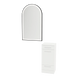 Rococo Mobile Styling Station with Tilt-out Appliance Holder, Solid Surface Countertop, and Black Arch Paloma Mirror - Kaemark