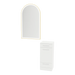 Rococo Mobile Styling Station with Tilt-out Appliance Holder, Solid Surface Countertop, and Gold Arch Paloma Mirror - Kaemark