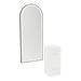 Rococo Mobile Styling Station with Tilt-out Appliance Holder, Solid Surface Countertop, and Black Full-Length Arch Paloma Mirror - Kaemark