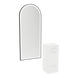 Rococo Mobile Styling Station with Tilt-out Appliance Holder, Solid Surface Countertop, and Black Full-Length Arch Paloma Mirror - Kaemark