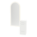 Rococo Mobile Styling Station with Tilt-out Appliance Holder, Solid Surface Countertop, and Gold Full-Length Arch Paloma Mirror - Kaemark