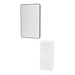Rococo Mobile Styling Station with Tilt-out Appliance Holder, Solid Surface Countertop, and Black Rectangle Westin Mirror - Kaemark