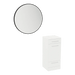 Rococo Mobile Styling Station with Tilt-out Appliance Holder, Solid Surface Countertop, and Black Round Westin Mirror - Kaemark