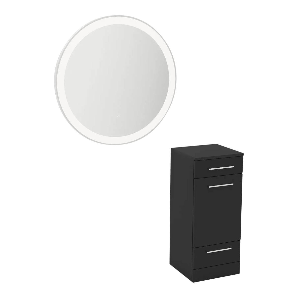 Rococo Mobile Styling Station with Tilt-out Appliance Holder and Silver Round Glo Mirror - Kaemark