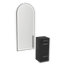 Rococo Mobile Styling Station with Tilt-out Appliance Holder and Black Full-Length Arch Paloma Mirror - Kaemark