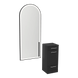 Rococo Mobile Styling Station with Tilt-out Appliance Holder and Black Full-Length Arch Paloma Mirror - Kaemark