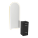 Rococo Mobile Styling Station with Tilt-out Appliance Holder and Gold Full-Length Arch Paloma Mirror - Kaemark