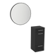 Rococo Mobile Styling Station with Tilt-out Appliance Holder and Black Round Westin Mirror - Kaemark