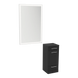 Rococo Mobile Styling Station with Tilt-out Appliance Holder and Silver Rectangle Glo Mirror - Kaemark