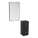 Rococo Mobile Styling Station with Tilt-out Appliance Holder and Black Rectangle Westin Mirror - Kaemark