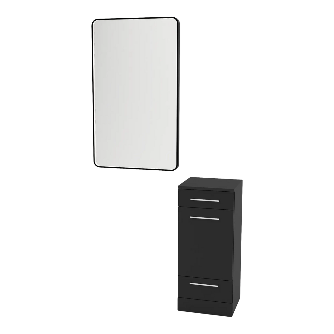 Rococo Mobile Styling Station with Tilt-out Appliance Holder and Black Rectangle Westin Mirror - Kaemark