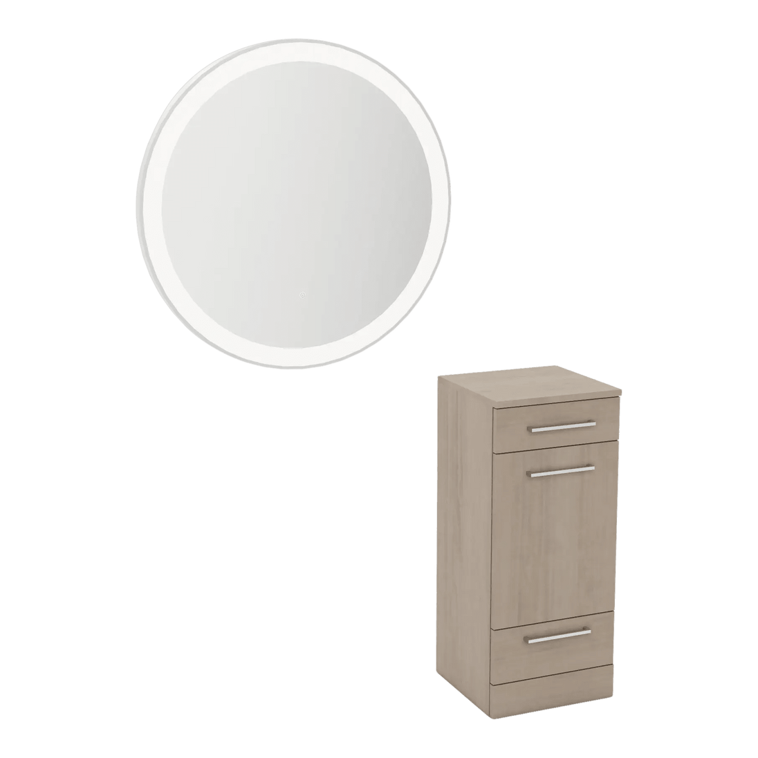Rococo Mobile Styling Station with Tilt-out Appliance Holder and Silver Round Glo Mirror - Kaemark